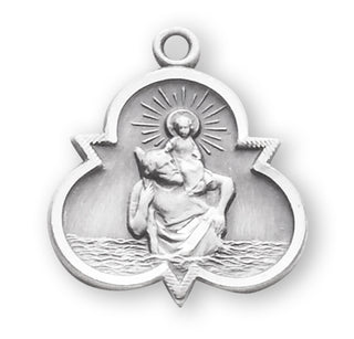Sterling Silver Trinity Symbol Shape St. Christopher Medal