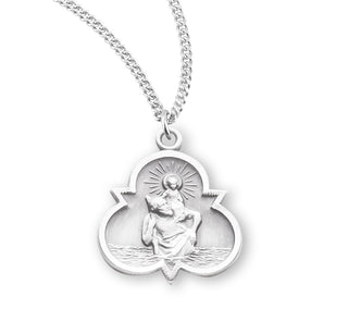 Sterling Silver Trinity Symbol Shape Saint Christopher Medal