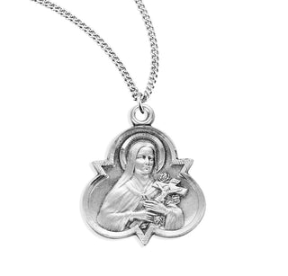 7 8 Inch Sterling Silver St Therese Medal With 18 Inch Chain