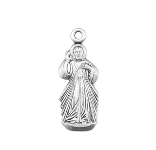 7/8-inch Sterling Silver Divine Mercy Medal with 18-inch Chain