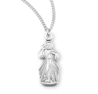 7 8 Inch Sterling Silver Divine Mercy Medal With 18 Inch Chain