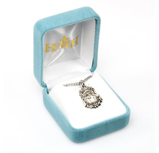 Sterling Silver Floral Bordered St. Christopher Medal