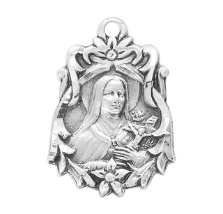 13/16-inch Sterling Silver St. Therese Medal with 18-inch Chain