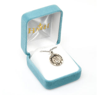Sterling Silver Round Shaped Holy Scapular 2 Sided Medal