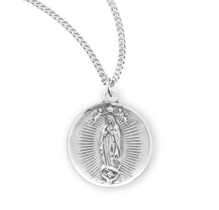 13 16 Inch Round Sterling Silver Our Lady Of Guadalupe Medal With 18 Inch Chain