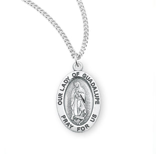 7 8 Inch Oval Sterling Silver Our Lady Of Guadalupe Medal With 18 Inch Chain