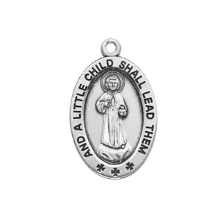 7/8-inch Oval Sterling Silver Medal of Christ with 18-inch Chain