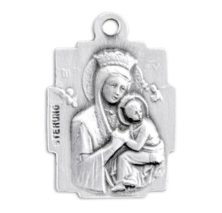 3/4-inch Square Sterling Silver St. Gerard Medal with 18-inch Chain