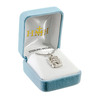 3/4-inch Square Sterling Silver St. Gerard Medal with 18-inch Chain