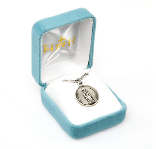 7/8-inch Round Sterling Silver St. Jude Medal with 20-inch Chain