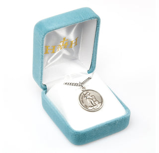 7/8-inch Round Sterling Silver St. Francis Medal with 20-inch Chain
