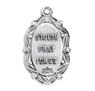 7/8-inch Sterling Silver St. Jude Medal with 18-inch Chain