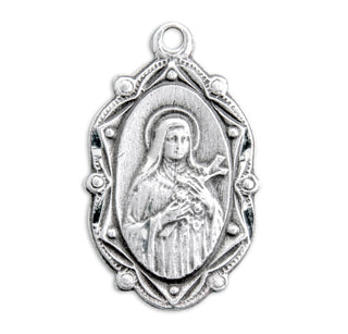 7/8-inch Sterling Silver St. Therese Medal with 18-inch Chain