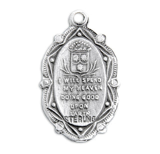 7/8-inch Sterling Silver St. Therese Medal with 18-inch Chain