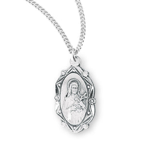 7 8 Inch Sterling Silver St Therese Medal With 18 Inch Chain 1