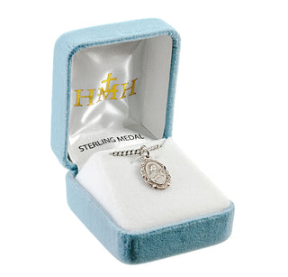 7/8-inch Sterling Silver St. Therese Medal with 18-inch Chain
