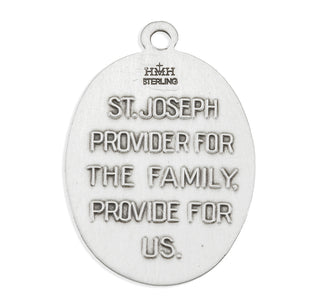 Sterling Silver St. Joseph Pendant with Scalloped Border