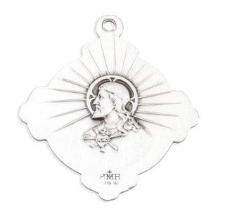 Sterling Silver St. Jude Cross Medal with Sacred Heart of Jesus Back