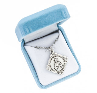 Sterling Silver St. Jude Cross Medal with Sacred Heart of Jesus Back