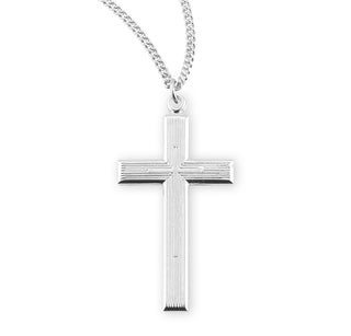 Sterling Silver Cross with High Polished Inlayed Cross