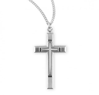 1-1/8-inch by 15/16-inch Sterling Silver Cross on an 18-inch Chain