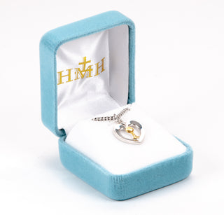 3/4-inch Tutone Sterling Silver Heart with Chalice 18-inch Chain