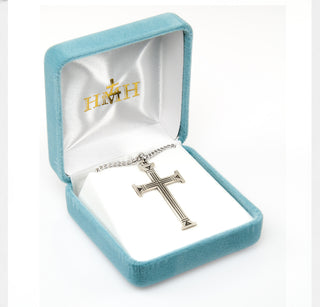 1-11/16-inch by 15/16-inch Sterling Silver Crucifix with 24-inch Chain boxed.