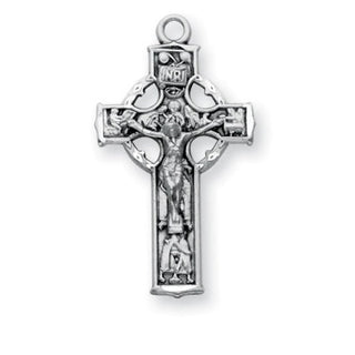 1 1/8-inch Sterling Silver Celtic Crucifix with 18-inch Chain - SALE