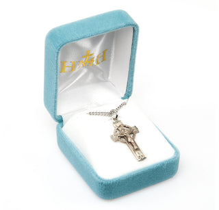 1 1/8-inch Sterling Silver Celtic Crucifix with 18-inch Chain