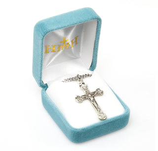 1 1/2-inch Sterling Silver Crucifix with 24-inch Chain