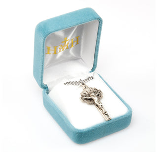 1 3/8-inch Sterling Silver Crucifix with 24-inch Chain