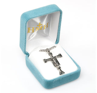 1 5/16-inch Sterling Silver Crucifix with 24-inch Chain