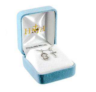 Sterling Silver St. Christopher Medal and Small Cross