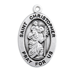 Sterling Silver Oval St. Christopher Medal