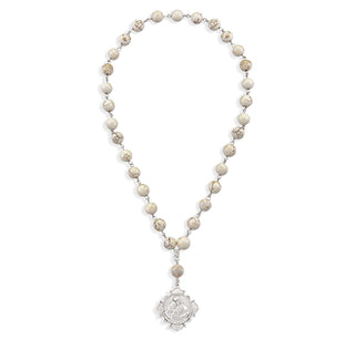 Sterling Silver Blessed Sacrament Chaplet made with 8mm White Howlite Gemstone Beads