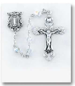 Round Shaped Faceted Finest Austrian Crystal Sterling Rosary - Engravable