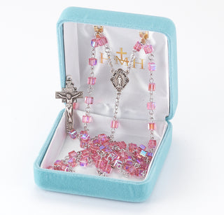 Austrian Crystal Sterling Silver Rosary - Engravable