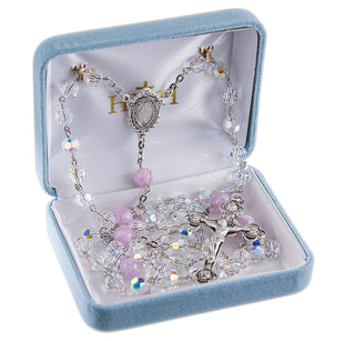 6mm Round Garnet Finest Austrian Crystal Sterling Rosary - Engravable