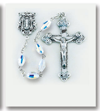 6mm Round Light Rose Finest Austrian Crystal Sterling Rosary - Engravable