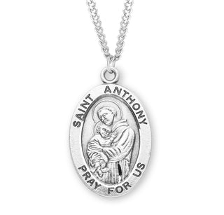 Sterling Silver Oval Shaped Saint Anthony Medal