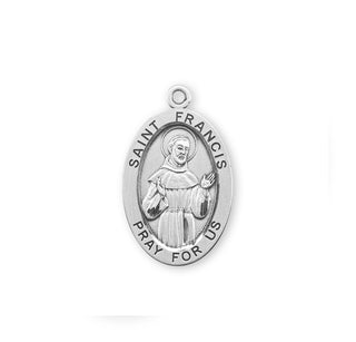 Sterling Silver Oval Shaped St. Francis Medal - Engravable