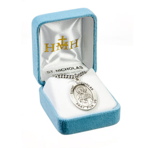 Patron Saint Nicholas Oval Sterling Silver Medal