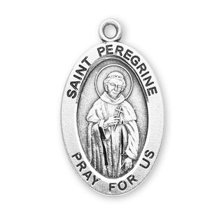 Sterling Silver Oval Shaped St. Peregrine Medal