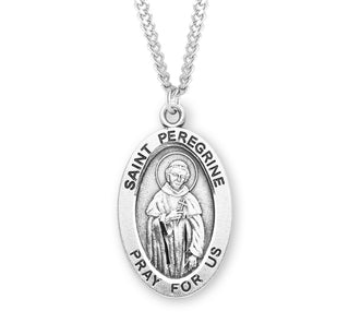 Sterling Silver Oval Shaped Saint Peregrine Medal