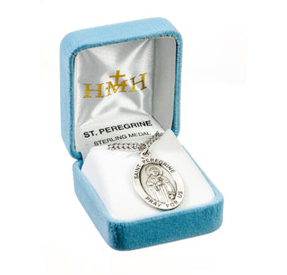 Sterling Silver Oval Shaped St. Peregrine Medal