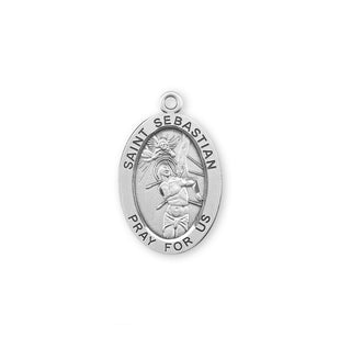 Sterling Silver Oval Shaped St. Sebastian Medal