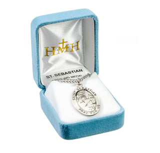 Sterling Silver Oval Shaped St. Sebastian Medal