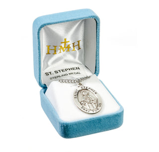 Sterling Silver Oval Shaped St. Stephen Medal