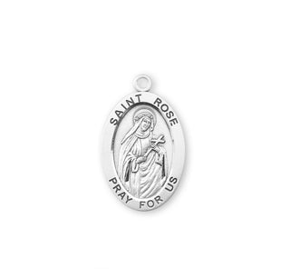 Sterling Silver Oval Shaped St. Rose Medal
