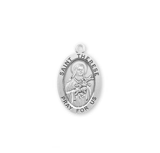 Sterling Silver Oval Shaped St. Therese Medal